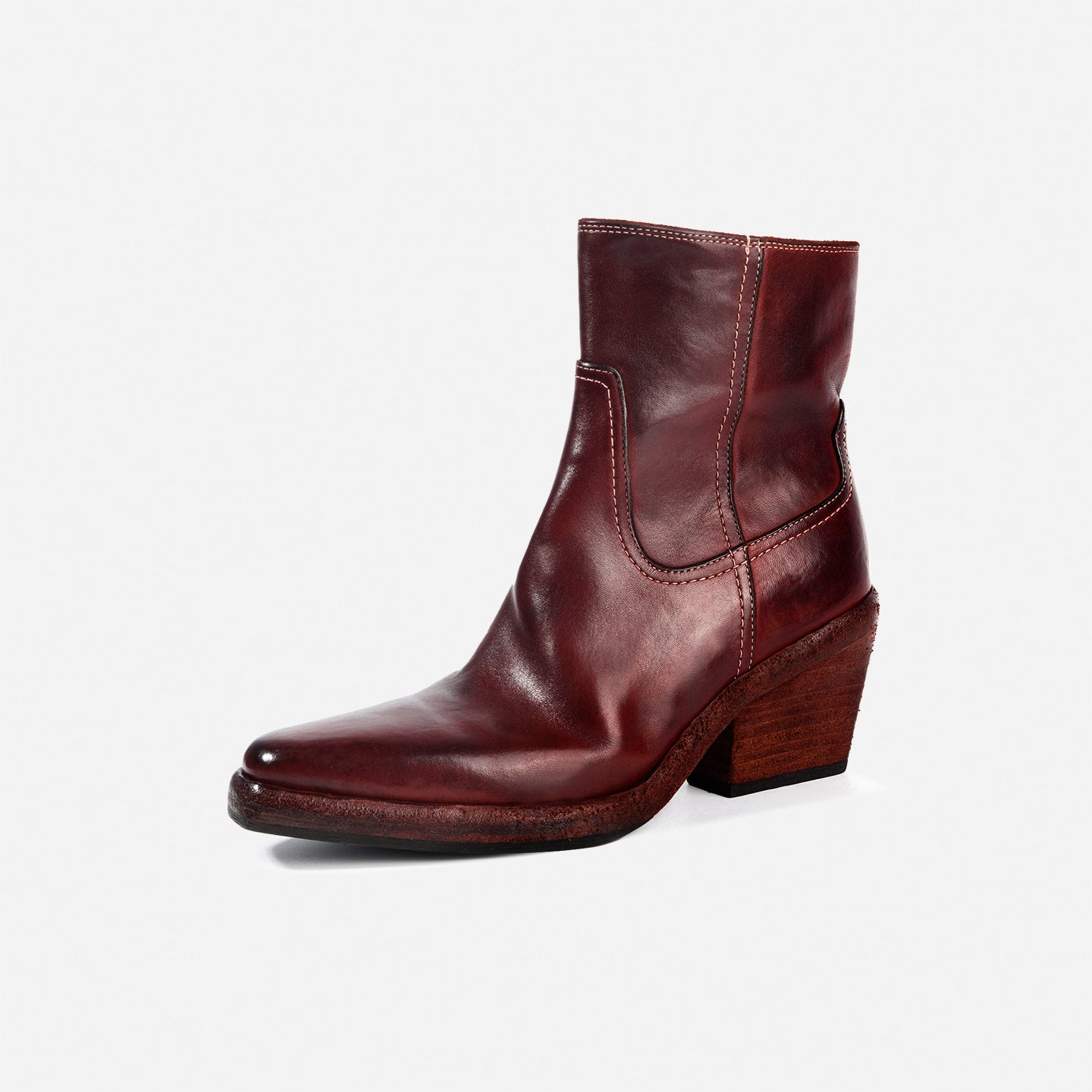 DREAMBOX Women’s Washed Horse Leather Chelsea Boots – Pointed Toe Block Heel Platform Ankle Boots WM2511-11