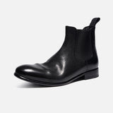 181901 STONE-WASHED HORSEHIDE MINIMALIST CHELSEA BOOTS FOR MEN, SHORT LEATHER BOOTS