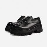 DREAMBOX Men’s Washed Horsehide Derby Shoes – Distressed Vintage Big-Toe Leather Shoes141530s