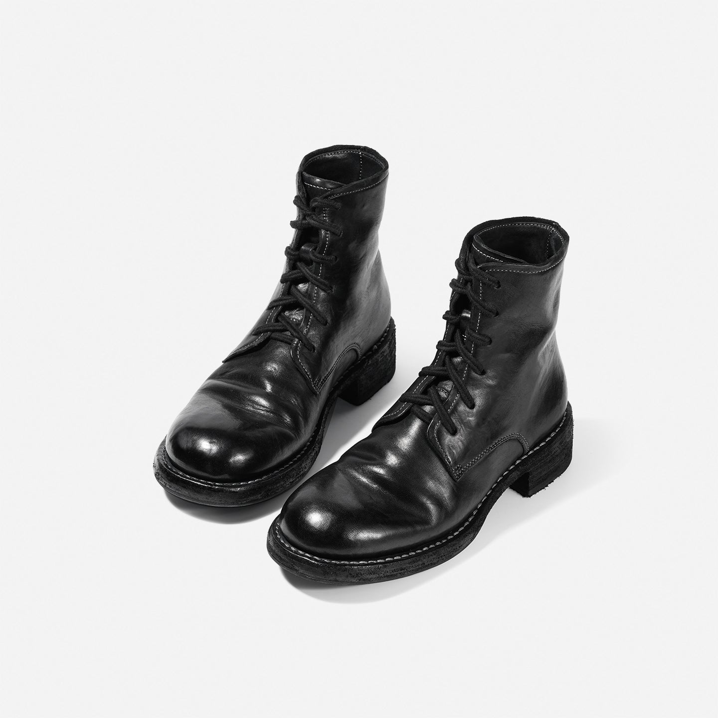 DREAMBOX Women’s Handmade Washed Horse Leather Ankle Boots – Comfortable Block Heel Luxury Combat Boots WM097-1