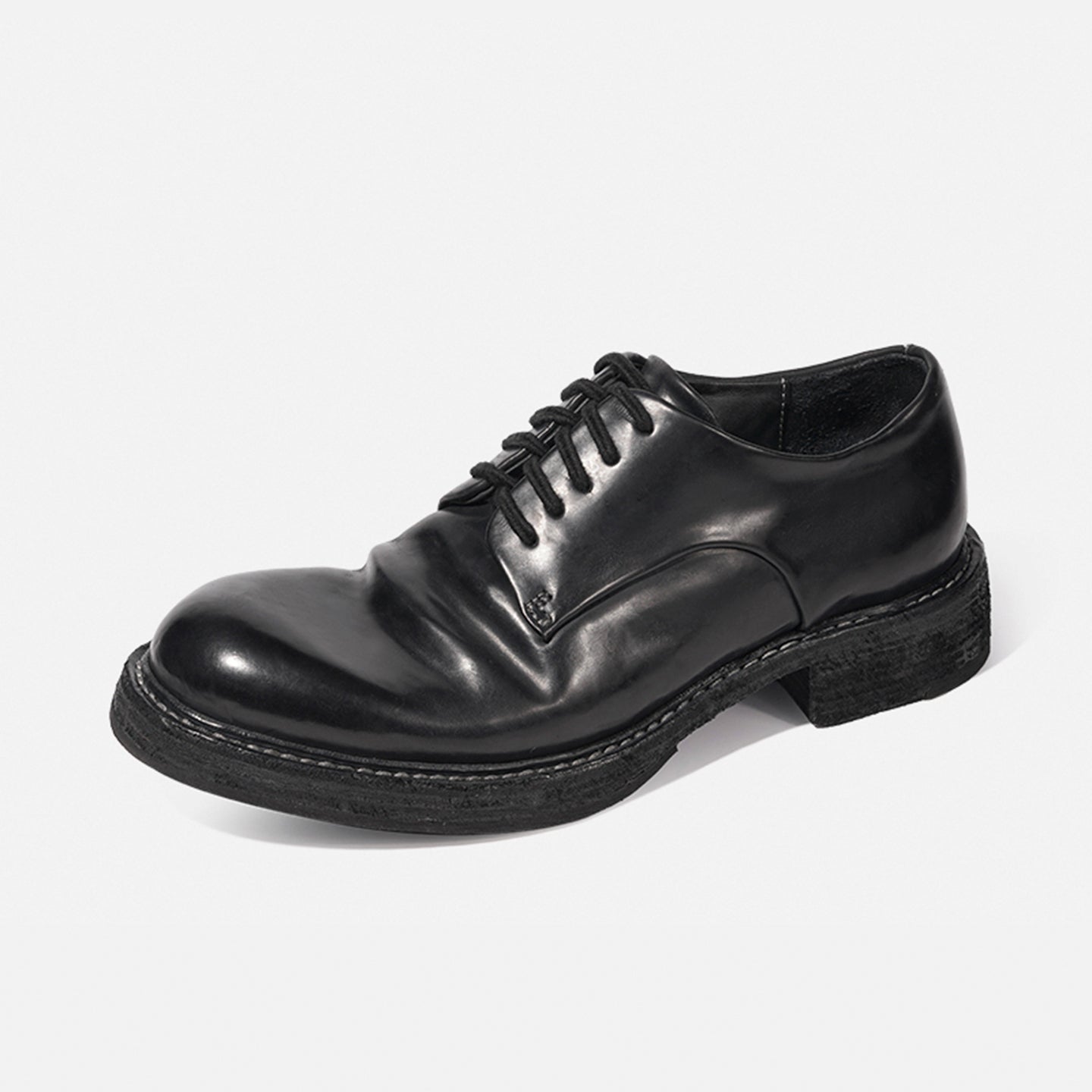 24618 Vibram HANDMADE DERBY LEATHER SHOES MADE OF WASHED HORSEHIDE