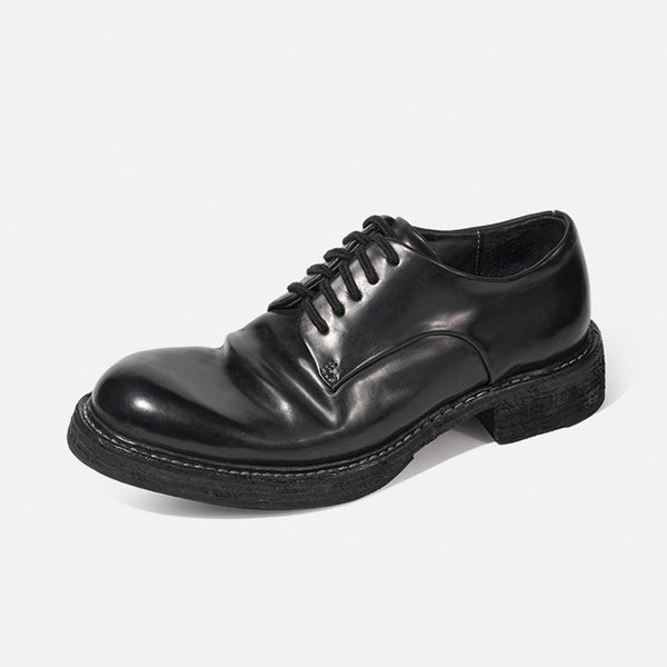 24618 Vibram HANDMADE DERBY LEATHER SHOES MADE OF WASHED HORSEHIDE
