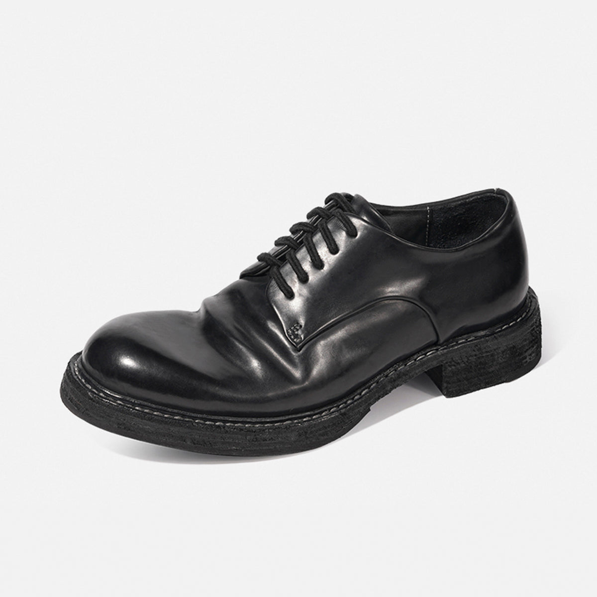 24618 Vibram HANDMADE DERBY LEATHER SHOES MADE OF WASHED HORSEHIDE