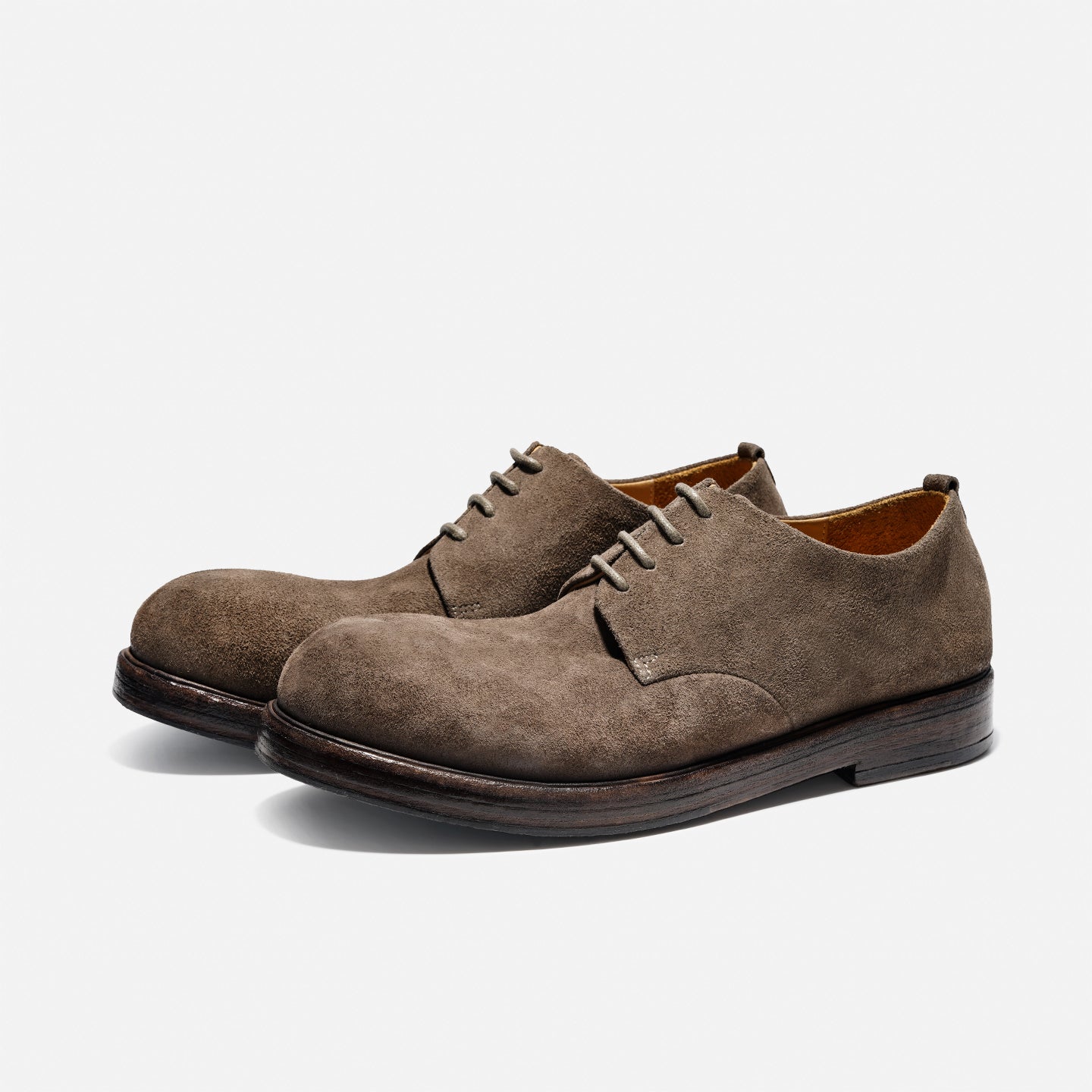 DREAMBOX Washed Horsehide Derby Shoes – Handmade Leather Sole, Breathable British Vintage Casual Shoes171101