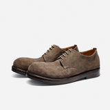DREAMBOX Washed Horsehide Derby Shoes – Handmade Leather Sole, Breathable British Vintage Casual Shoes171101