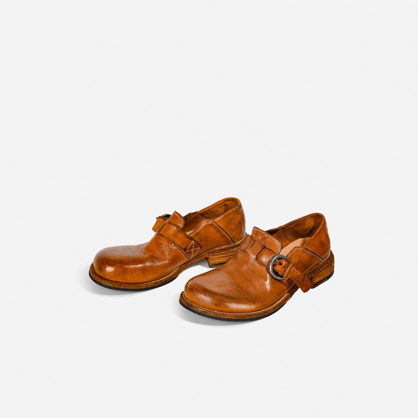 DREAMBOX Women's Washed Horse Leather Footbed Loafers – Breathable Handmade Slip-On Leather Shoes WM1210
