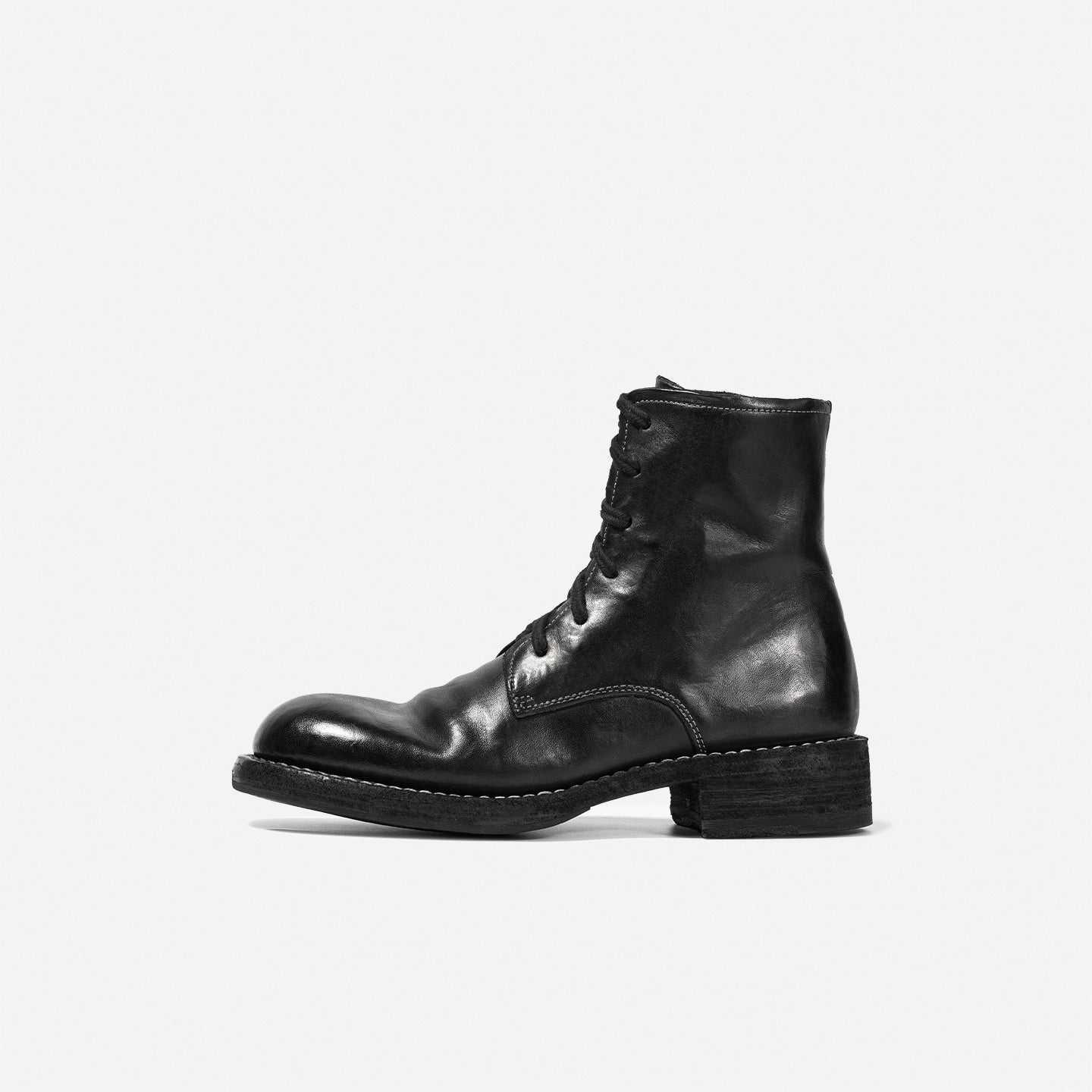 DREAMBOX Women’s Handmade Washed Horse Leather Ankle Boots – Comfortable Block Heel Luxury Combat Boots WM097-1