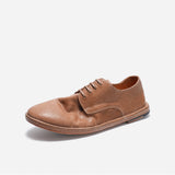 DREAMBOX Washed Horse Leather Minimalist Casual Shoes – Lightweight Breathable Low-Profile Derby Shoes for Fall WM184401