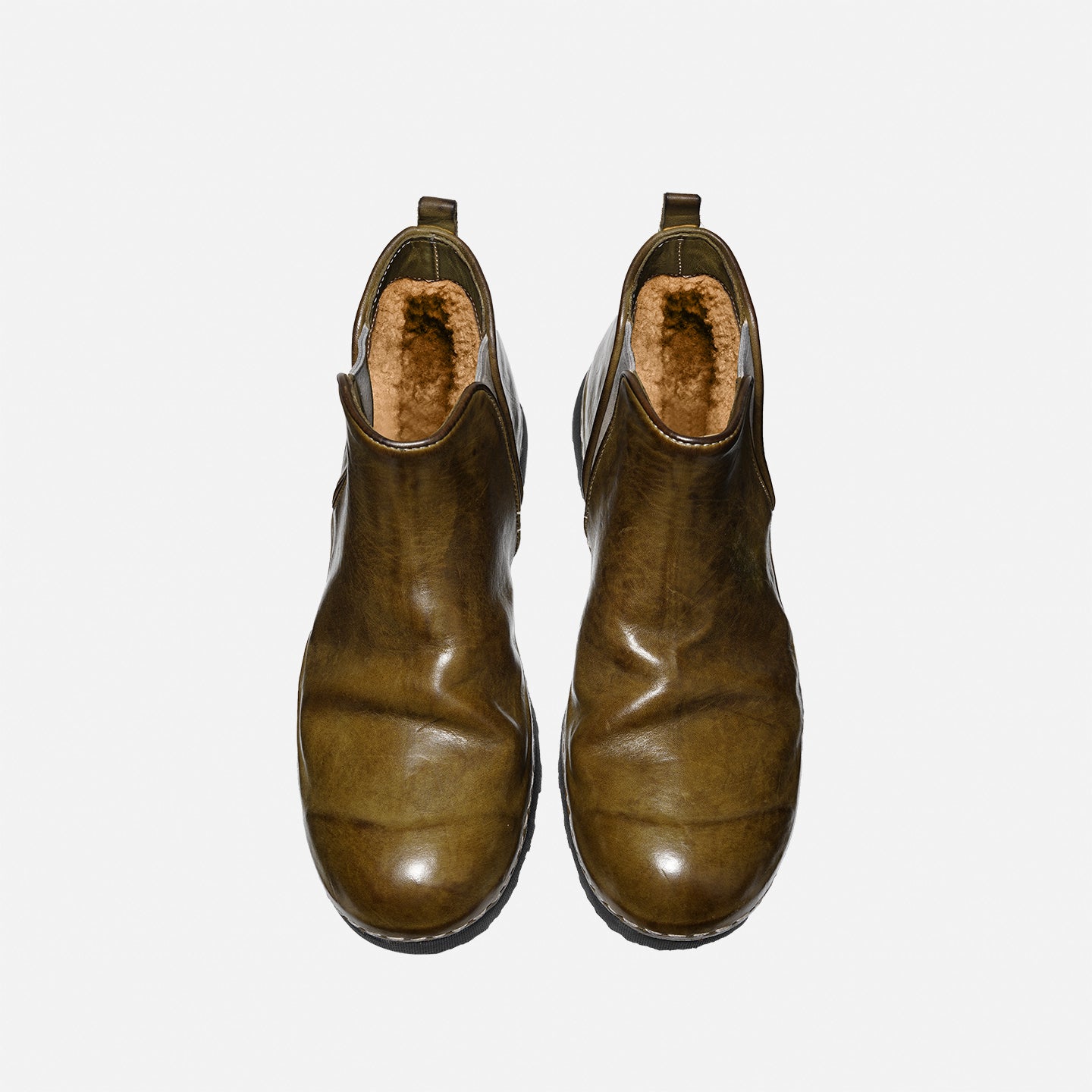 21254-7 HANDMADE THICK-SOLED SHORT BOOTS MADE OF WASHED HORSE LEATHER, VERSATILE CHELSEA BOOTS