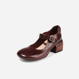 DREAMBOX Women’s Washed Horse Leather Platform Heels – Versatile, Comfortable & Easy-to-Wear High Heel Shoes WM2523-1