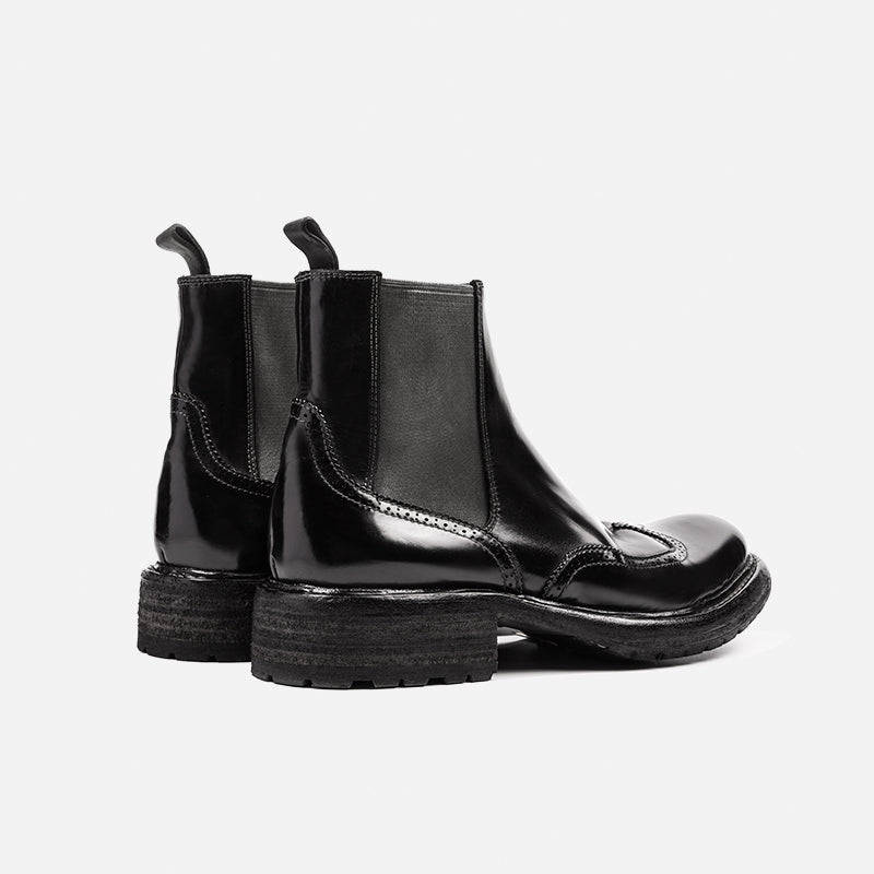 DreamBox Men’s Shell Cordovan Brogue Chelsea Boots – Handmade High-Top Leather Boots28351
