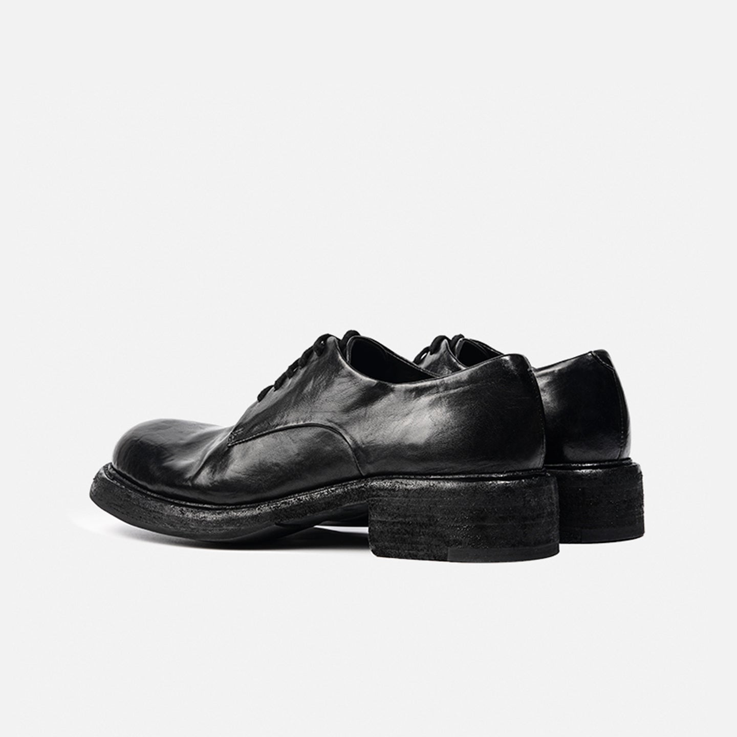 24618-1M HANDMADE DERBY LEATHER SHOES MADE OF WASHED HORSEHIDE
