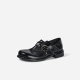DREAMBOX Women's Washed Horse Leather Footbed Loafers – Breathable Handmade Slip-On Leather Shoes WM1210