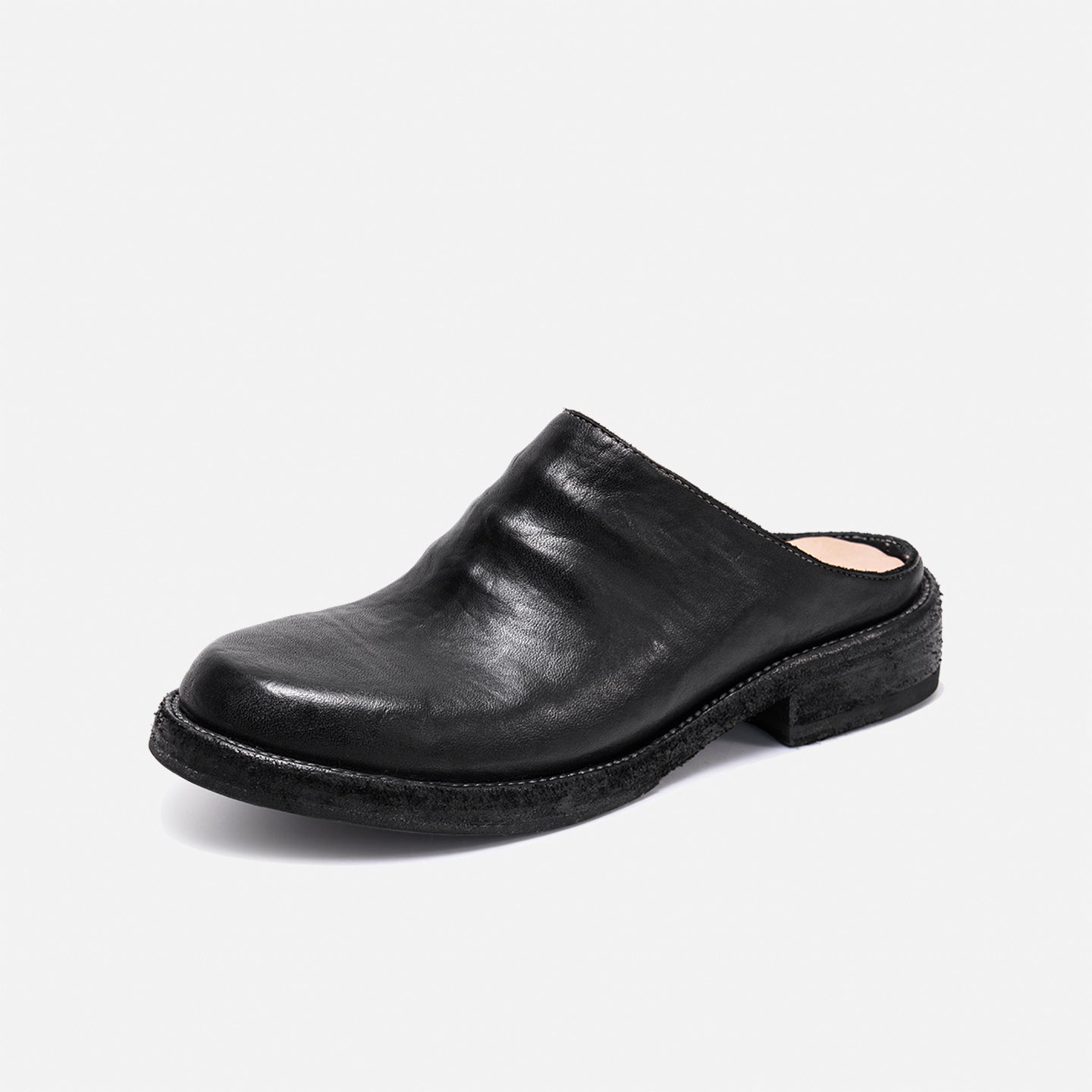 DREAMBOX Washed Horse Leather Clog Mules – Summer Slip-On Closed-Toe Sandals for Women WM7781
