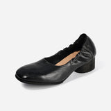 DREAMBOX Women’s Washed Horse Leather Heeled Loafers – Elegant Slip-On Dress Shoes WM0126