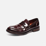 ZH008-7 Vibram HORSEHIDE LEATHER SHOES, BREATHABLE, HANDMADE LOAFERS