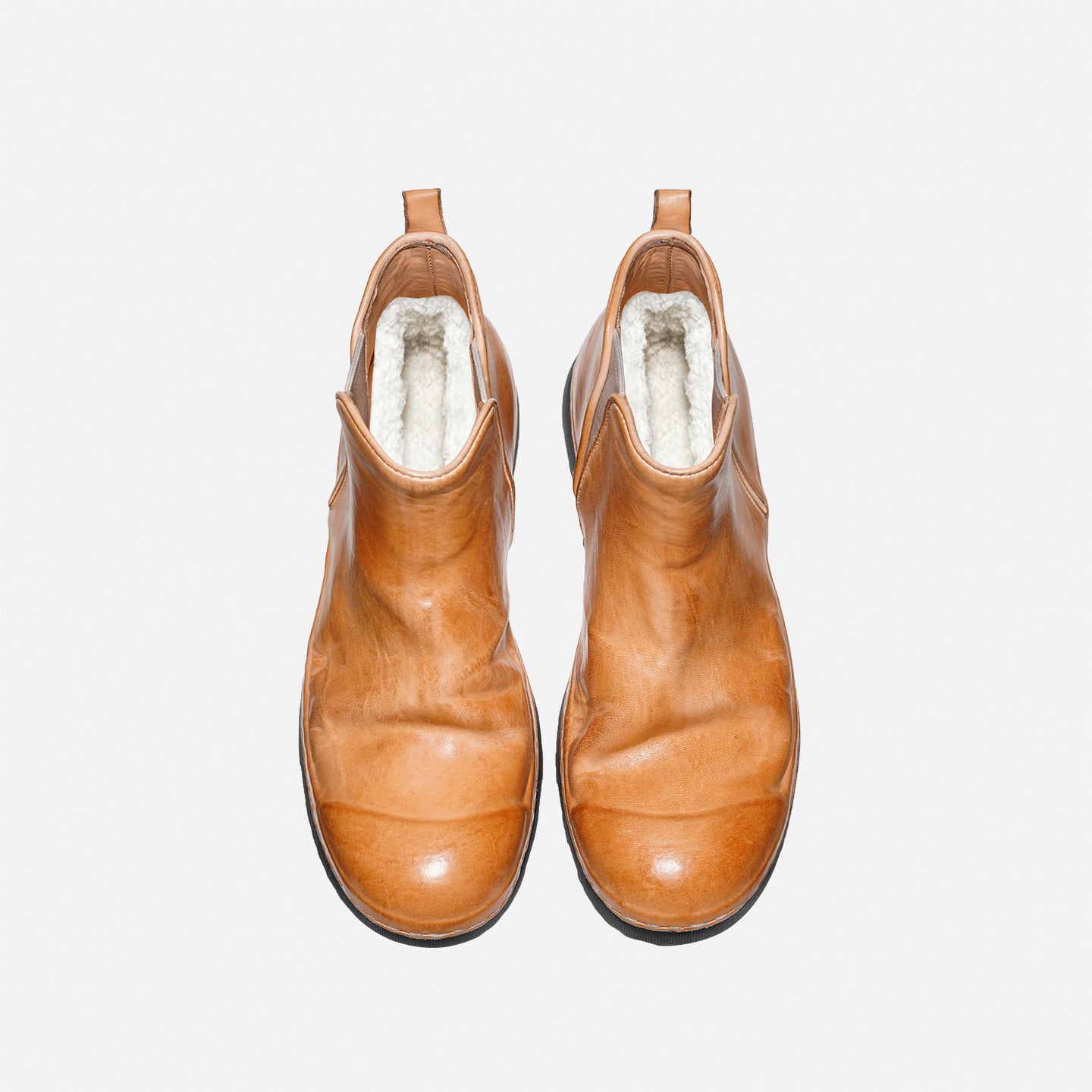21254-7 HANDMADE THICK-SOLED SHORT BOOTS MADE OF WASHED HORSE LEATHER, VERSATILE CHELSEA BOOTS