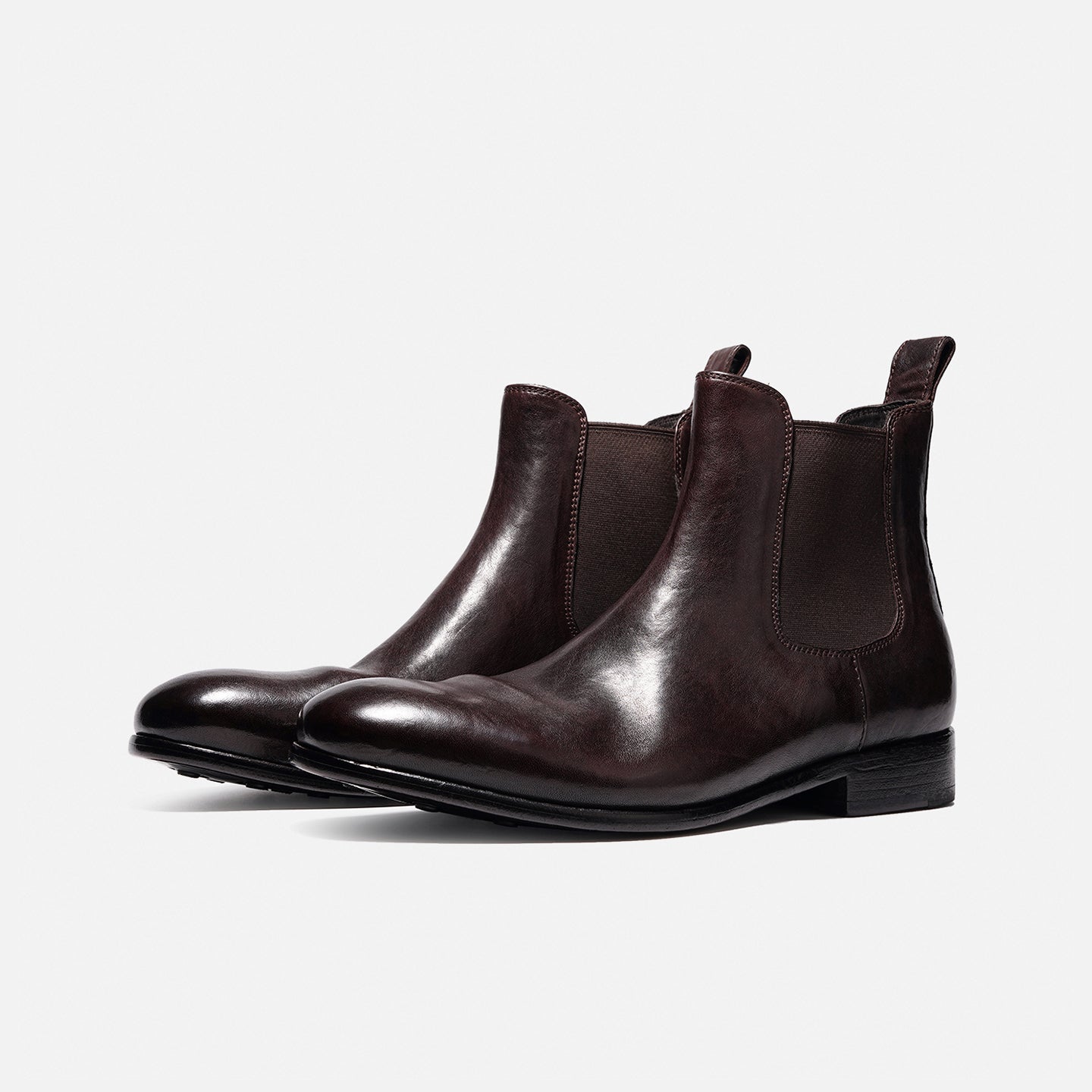 181901 STONE-WASHED HORSEHIDE MINIMALIST CHELSEA BOOTS FOR MEN, SHORT LEATHER BOOTS
