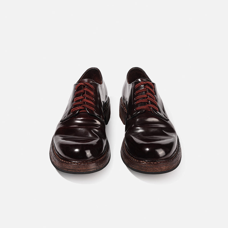 24618 Vibram HANDMADE DERBY LEATHER SHOES MADE OF WASHED HORSEHIDE