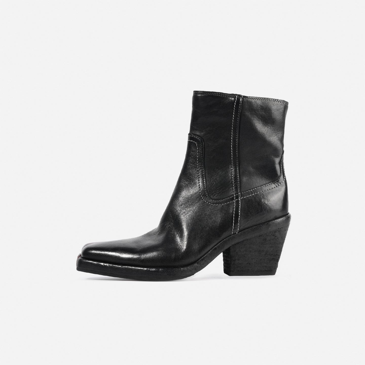 DREAMBOX Women’s Washed Horse Leather Chelsea Boots – Pointed Toe Block Heel Platform Ankle Boots WM2511-11