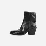 DREAMBOX Women’s Washed Horse Leather Chelsea Boots – Pointed Toe Block Heel Platform Ankle Boots WM2511-11