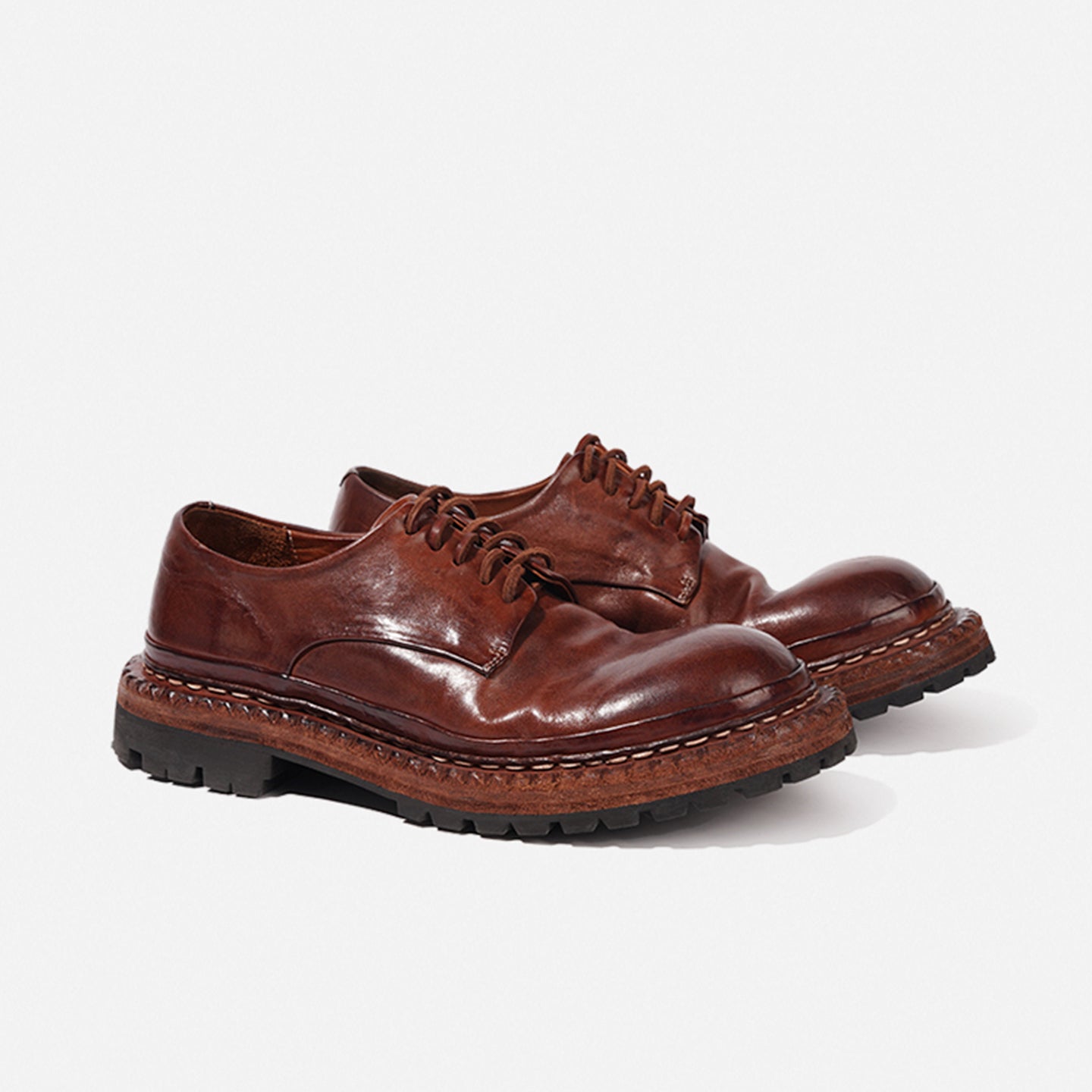 DREAMBOX Premium Horsehide Derby Shoes – Vibram Sole, Breathable Men’s Casual Leather Shoes8038-8
