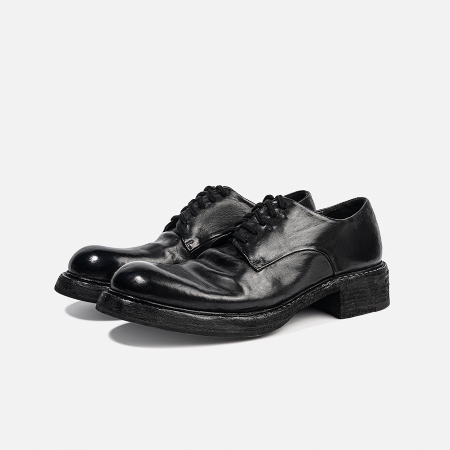 24618-1M HANDMADE DERBY LEATHER SHOES MADE OF WASHED HORSEHIDE