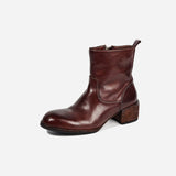 DREAMBOX Women’s Washed Horsehide Platform Boots – Chunky Heel & Comfortable Lift WM25113