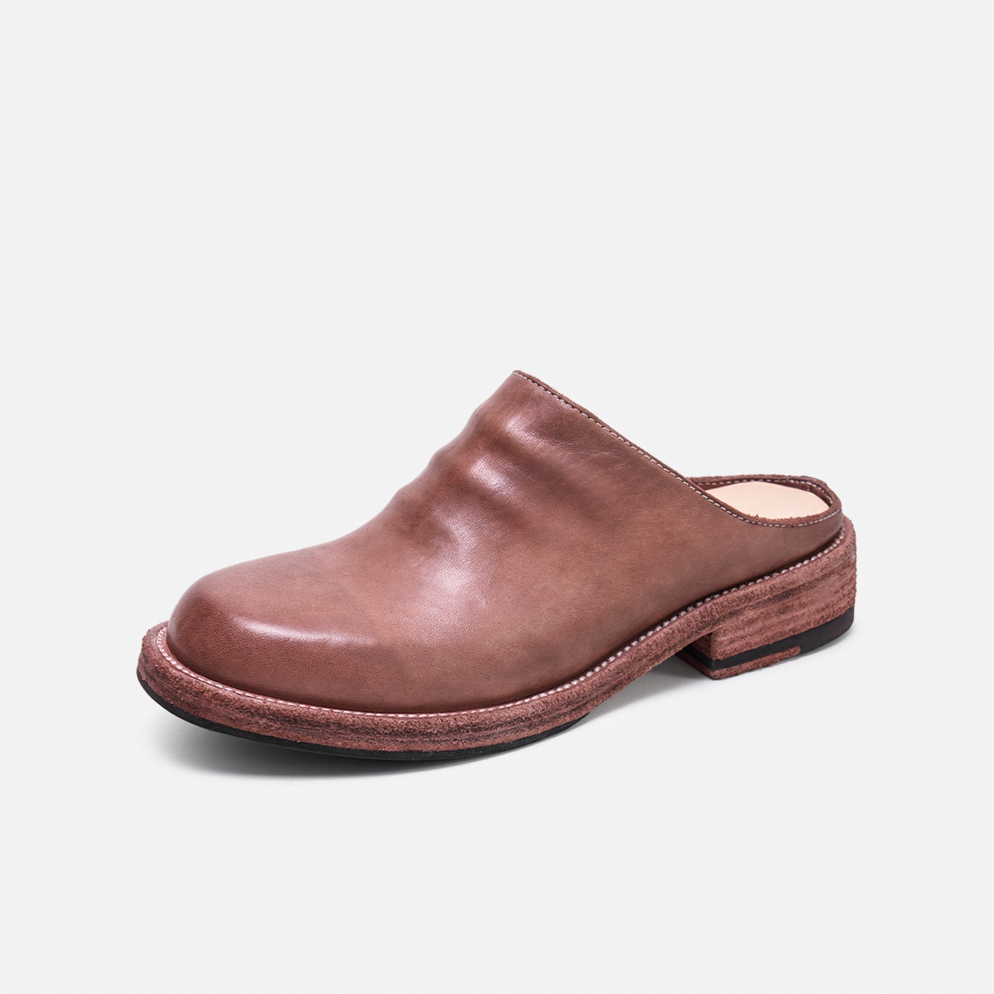 DREAMBOX Washed Horse Leather Clog Mules – Summer Slip-On Closed-Toe Sandals for Women WM7781