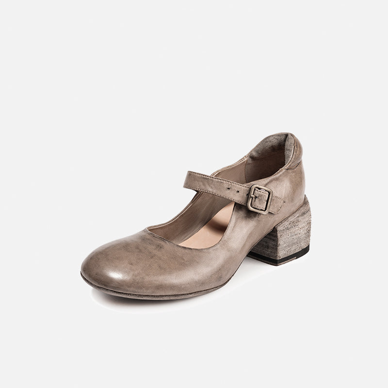DREAMBOX Women’s Washed Horse Leather Platform Heels – Versatile, Comfortable & Easy-to-Wear High Heel Shoes WM2523-1
