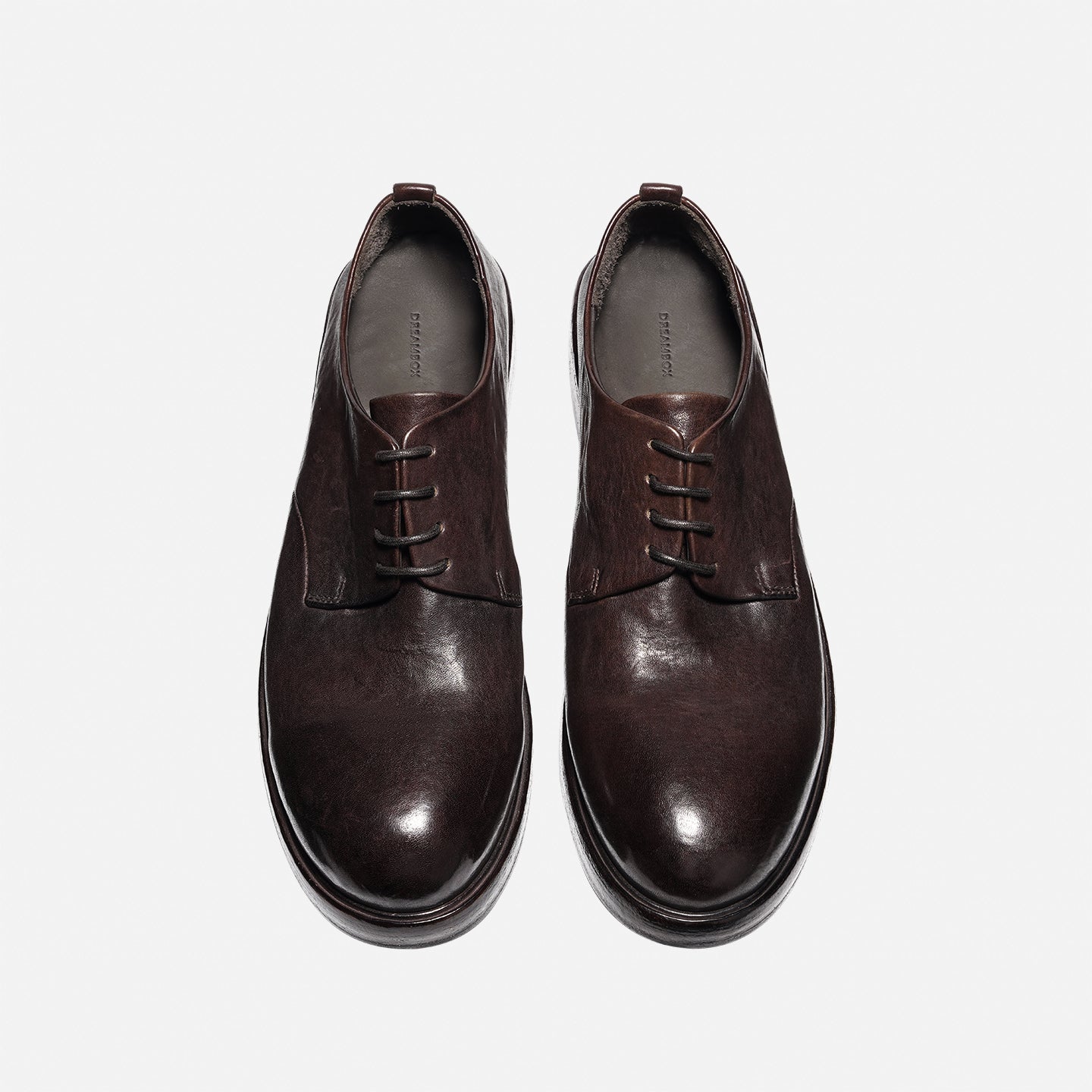DREAMBOX Washed Horsehide Derby Shoes – Handmade Leather Sole, Breathable British Vintage Casual Shoes171101