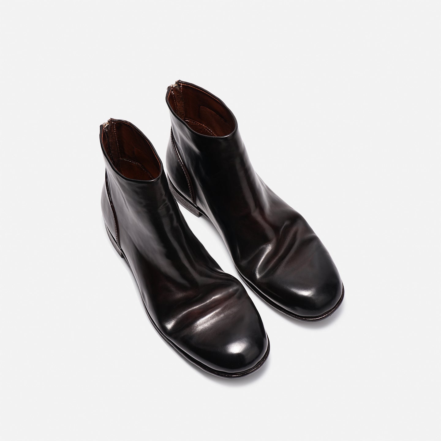 DREAMBOX Vibram Horse Croup Leather Ankle Boots with Back Zipper, British-Inspired Winter Boots 5321