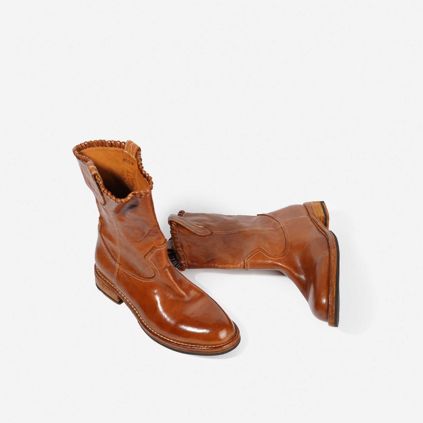 DREAMBOX Women's Washed Horse Leather Western Cowboy Boots – Chunky Heel Mid-Calf Riding Boots WM7325