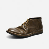 DREAMBOX Vibram Kangaroo Leather Ankle Boots – Handmade British-Style Combat Boots 27705