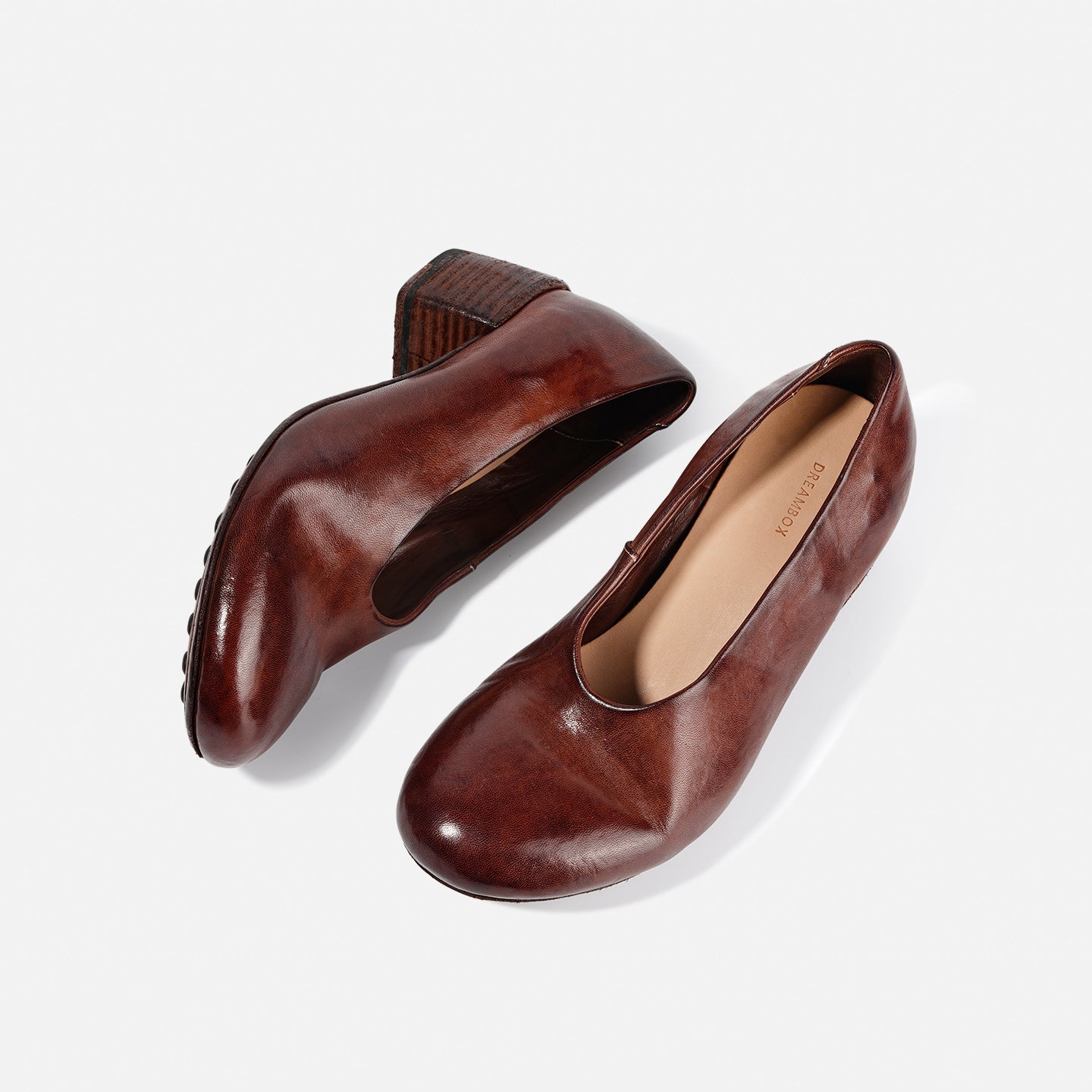 DREAMBOX Women’s Washed Horse Leather Platform Loafers – Breathable Heeled Slip-On Shoes WM25812