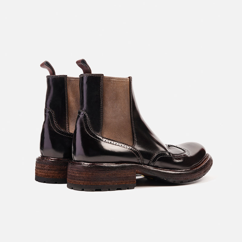 DreamBox Men’s Shell Cordovan Brogue Chelsea Boots – Handmade High-Top Leather Boots28351