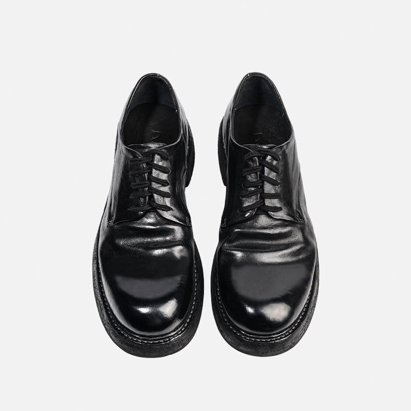 24618-1M HANDMADE DERBY LEATHER SHOES MADE OF WASHED HORSEHIDE