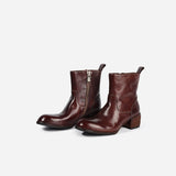DREAMBOX Women’s Washed Horsehide Platform Boots – Chunky Heel & Comfortable Lift WM25113