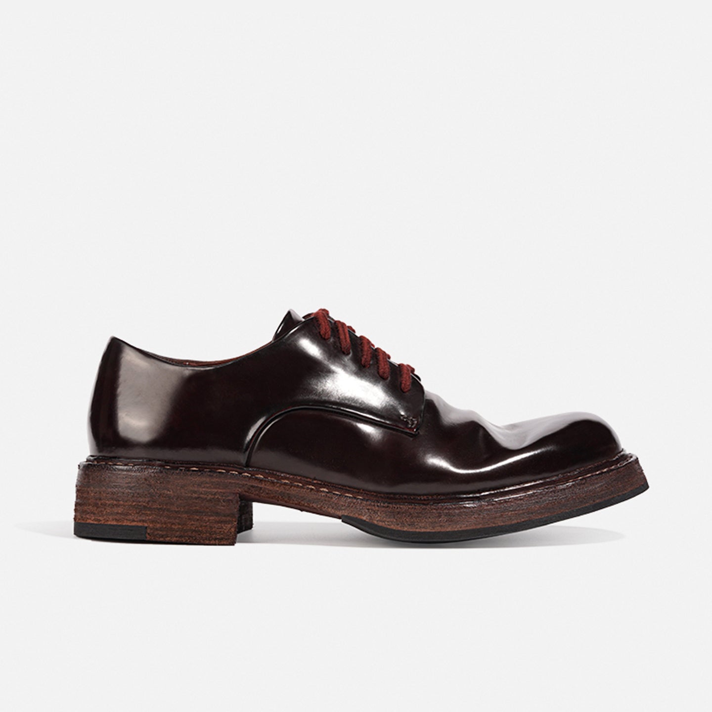 24618 Vibram HANDMADE DERBY LEATHER SHOES MADE OF WASHED HORSEHIDE