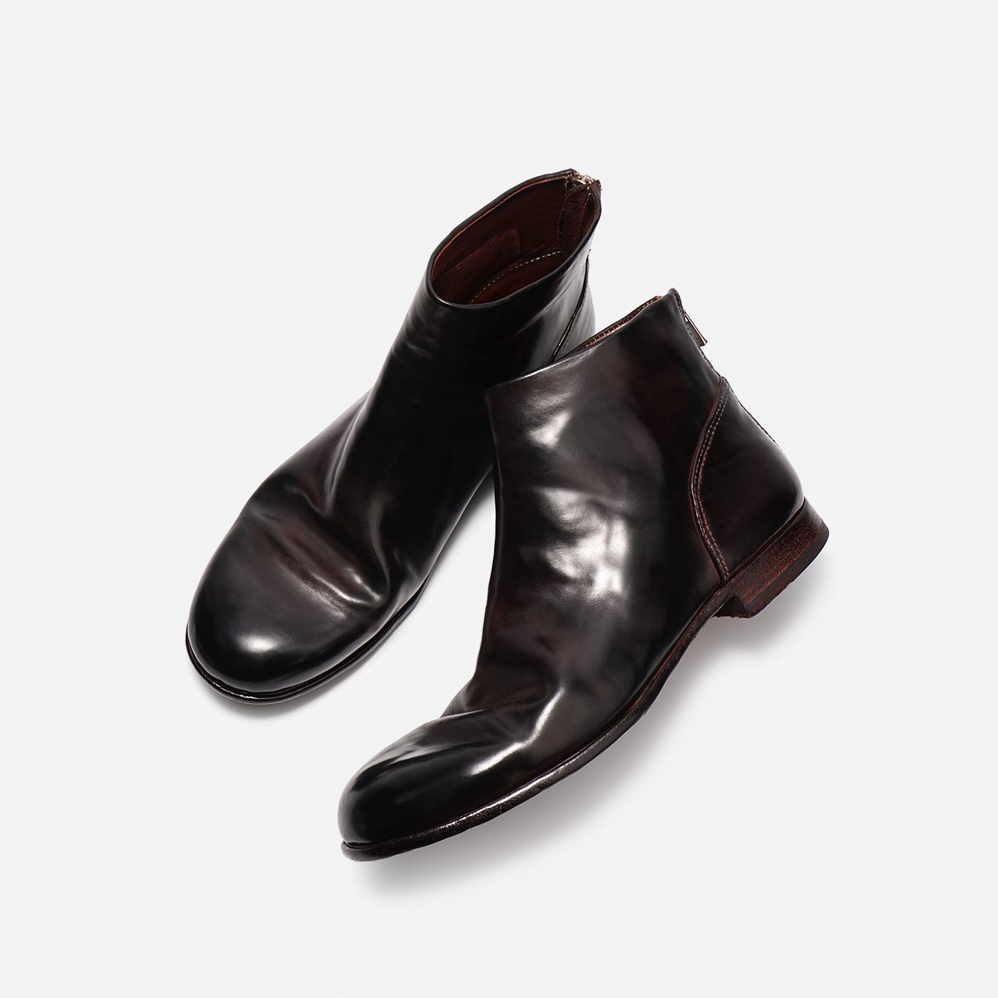 DREAMBOX Vibram Horse Croup Leather Ankle Boots with Back Zipper, British-Inspired Winter Boots 5321