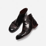 DREAMBOX Vibram Horse Croup Leather Ankle Boots with Back Zipper, British-Inspired Winter Boots 5321