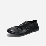 DREAMBOX Washed Horse Leather Minimalist Casual Shoes – Lightweight Breathable Low-Profile Derby Shoes for Fall WM184401