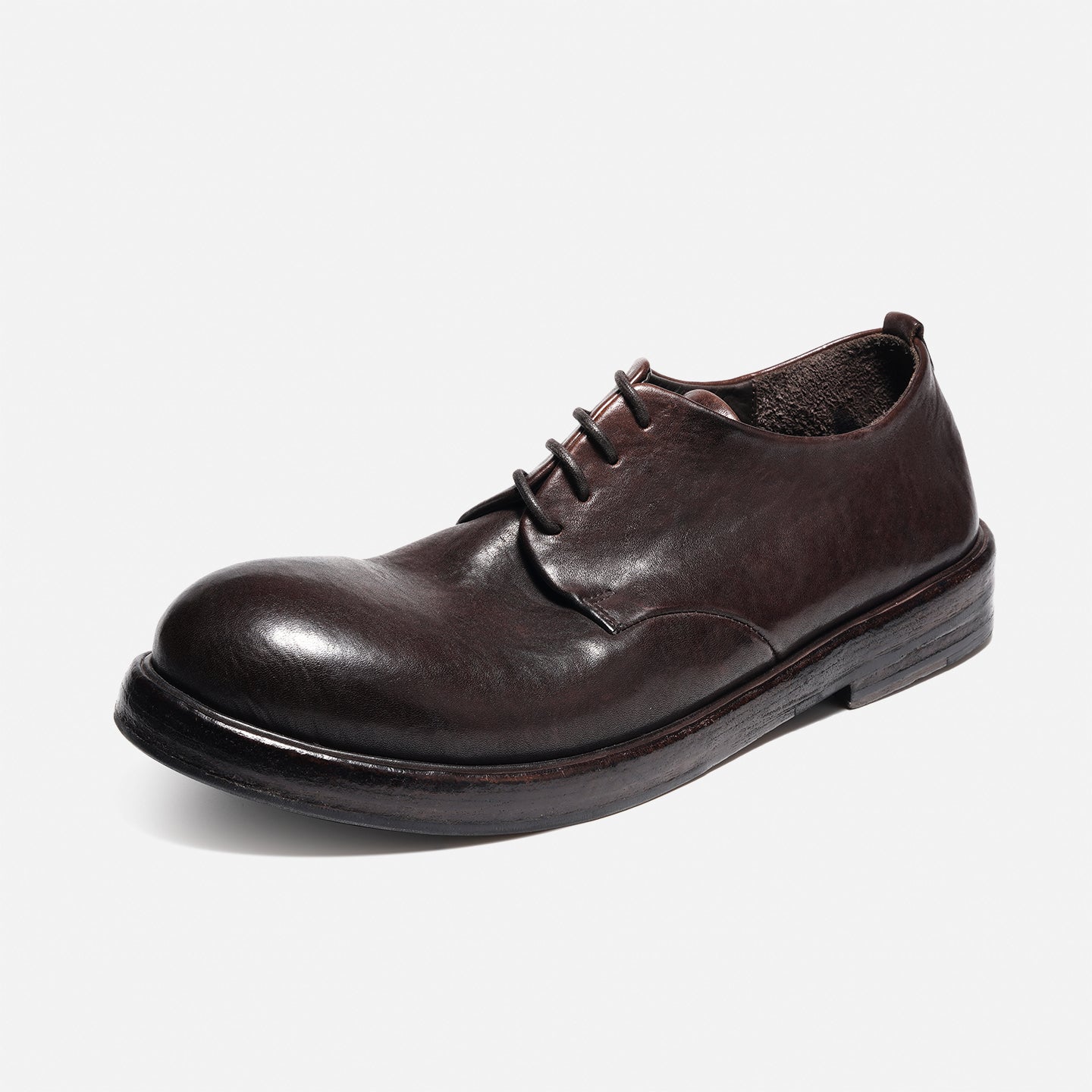 DREAMBOX Washed Horsehide Derby Shoes – Handmade Leather Sole, Breathable British Vintage Casual Shoes171101