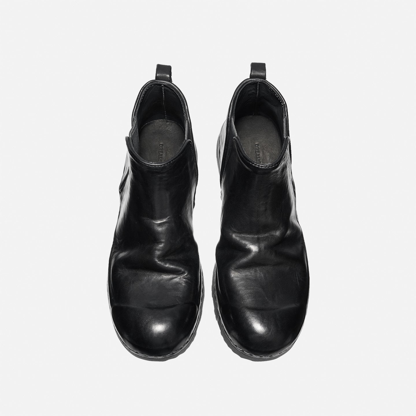 21254-7 HANDMADE THICK-SOLED SHORT BOOTS MADE OF WASHED HORSE LEATHER, VERSATILE CHELSEA BOOTS