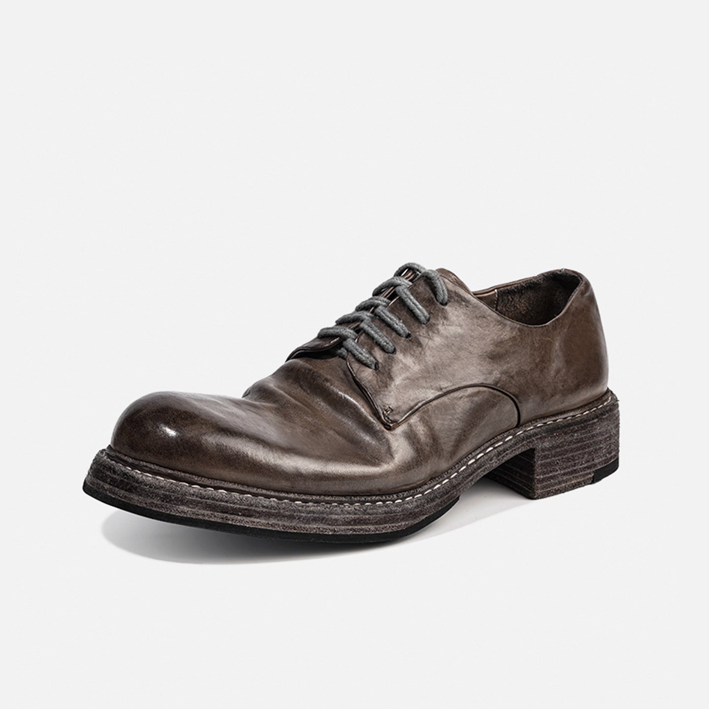 24618-1M HANDMADE DERBY LEATHER SHOES MADE OF WASHED HORSEHIDE