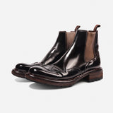 DreamBox Men’s Shell Cordovan Brogue Chelsea Boots – Handmade High-Top Leather Boots28351